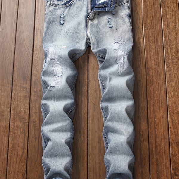 Men's Jeans; Ripped Embroidered Jeans; Fashionable Casual Men's Denim Trousers.